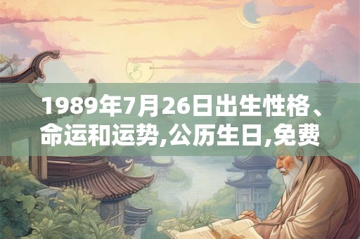 1989年7月26日出生性格、命运和运势,公历生日,免费算命