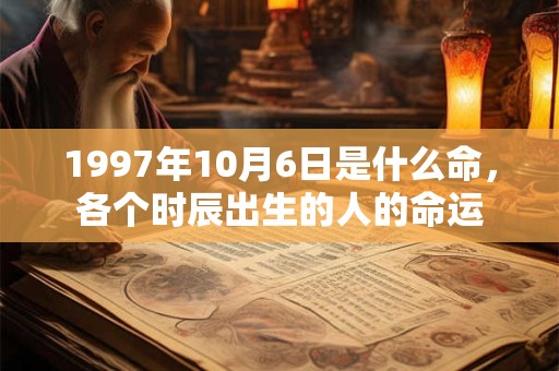 1997年10月6日是什么命，各个时辰出生的人的命运