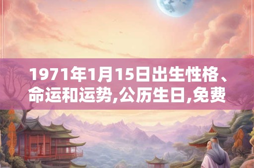 1971年1月15日出生性格、命运和运势,公历生日,免费算命 1971年1月15日出生性格、命运和运势,公历生日,免费算命
