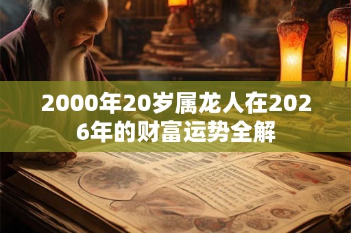 2000年20岁属龙人在2026年的财富运势全解