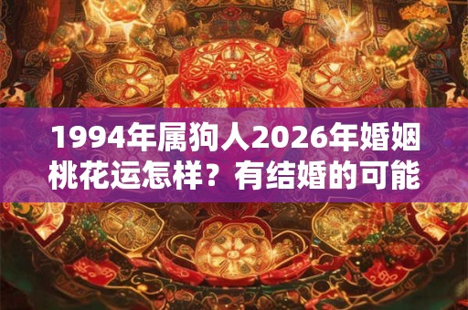 1994年属狗人2026年婚姻桃花运怎样?有结婚的可能吗? 1994年属狗人2026年婚姻桃花运怎样?有结婚的可能吗?