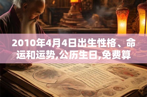 2010年4月4日出生性格、命运和运势,公历生日,免费算命