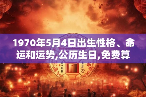 1970年5月4日出生性格、命运和运势,公历生日,免费算命