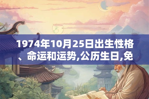 1974年10月25日出生性格、命运和运势,公历生日,免费算命