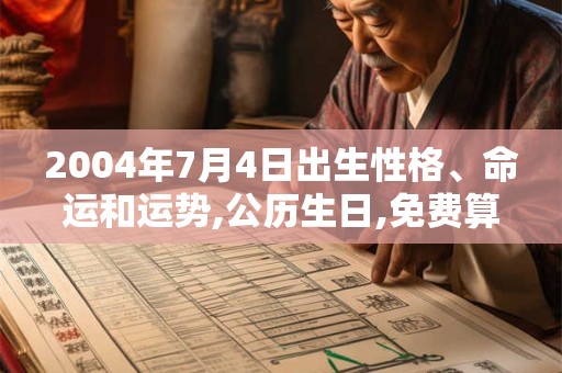2004年7月4日出生性格、命运和运势,公历生日,免费算命