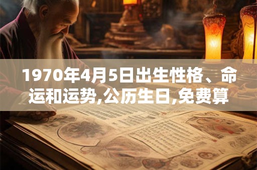 1970年4月5日出生性格、命运和运势,公历生日,免费算命