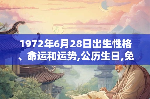 1972年6月28日出生性格、命运和运势,公历生日,免费算命