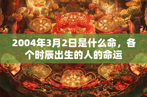 2004年3月2日是什么命，各个时辰出生的人的命运