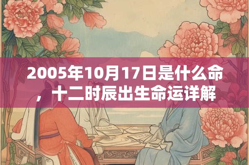 2005年10月17日是什么命,十二时辰出生命运详解 2005年10月17日是什么命,十二时辰出生命运详解