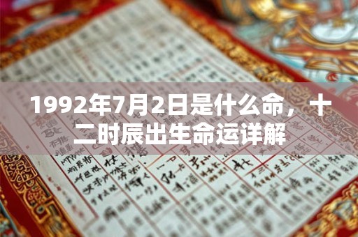 1992年7月2日是什么命,十二时辰出生命运详解 1992年7月2日是什么命,十二时辰出生命运详解