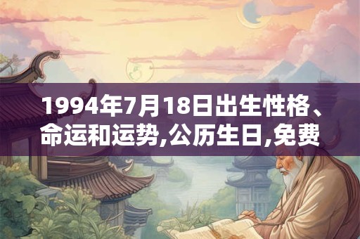 1994年7月18日出生性格、命运和运势,公历生日,免费算命