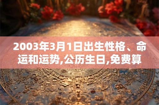 2003年3月1日出生性格、命运和运势,公历生日,免费算命 2003年3月1日出生性格、命运和运势,公历生日,免费算命