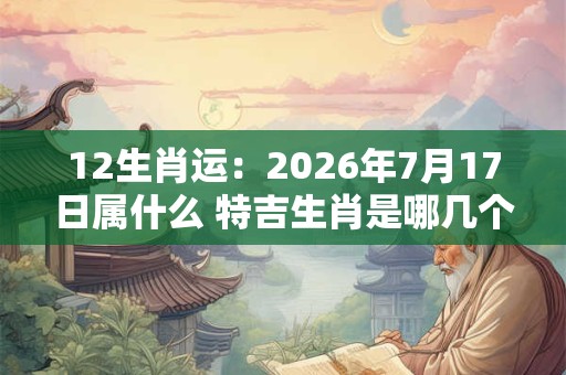 12生肖运:2026年7月17日属什么 特吉生肖是哪几个 12生肖运:2026年7月17日属什么 特吉生肖是哪几个