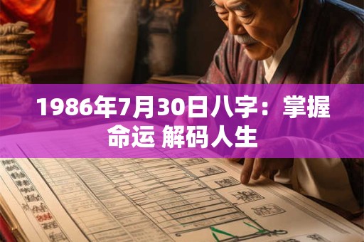 1986年7月30日八字:掌握命运 解码人生 1986年7月30日八字:掌握命运 解码人生