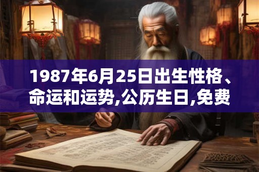 1987年6月25日出生性格、命运和运势,公历生日,免费算命