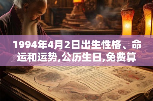 1994年4月2日出生性格、命运和运势,公历生日,免费算命 1994年4月2日出生性格、命运和运势,公历生日,免费算命