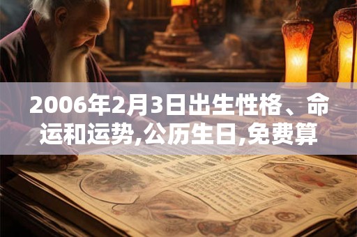 2006年2月3日出生性格、命运和运势,公历生日,免费算命 2006年2月3日出生性格、命运和运势,公历生日,免费算命