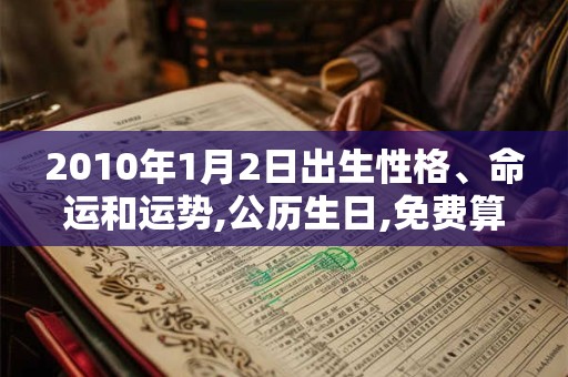 2010年1月2日出生性格、命运和运势,公历生日,免费算命