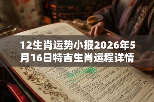 12生肖运势小报2026年5月16日特吉生肖运程详情 12生肖运势小报2026年5月16日特吉生肖运程详情