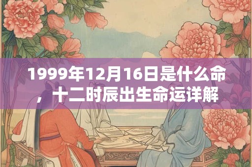 1999年12月16日是什么命，十二时辰出生命运详解