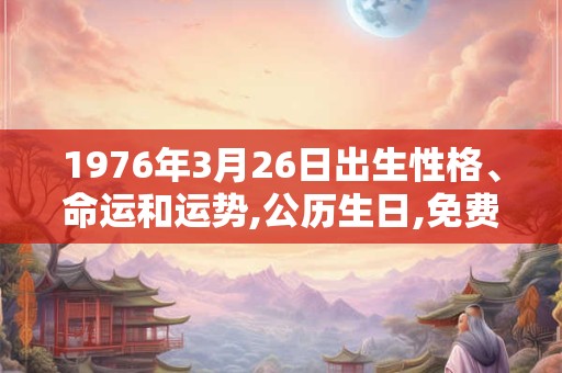 1976年3月26日出生性格、命运和运势,公历生日,免费算命 1976年3月26日出生性格、命运和运势,公历生日,免费算命