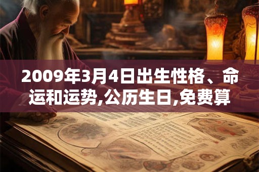 2009年3月4日出生性格、命运和运势,公历生日,免费算命