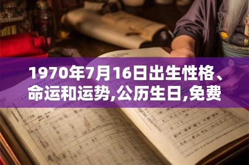 1970年7月16日出生性格、命运和运势,公历生日,免费算命 1970年7月16日出生性格、命运和运势,公历生日,免费算命