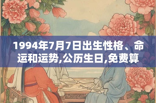 1994年7月7日出生性格、命运和运势,公历生日,免费算命