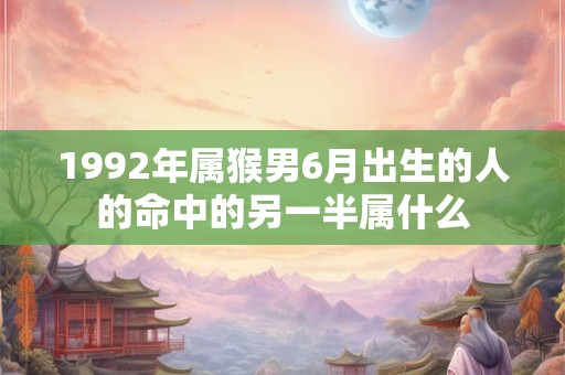 1992年属猴男6月出生的人的命中的另一半属什么