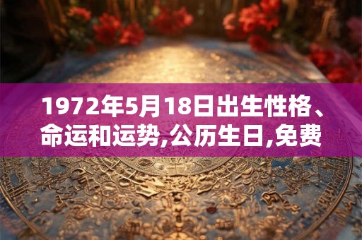 1972年5月18日出生性格、命运和运势,公历生日,免费算命