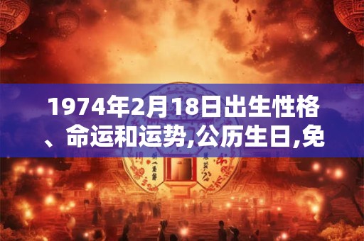 1974年2月18日出生性格、命运和运势,公历生日,免费算命