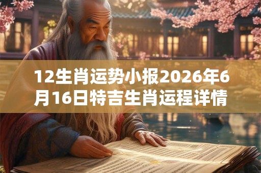 12生肖运势小报2026年6月16日特吉生肖运程详情