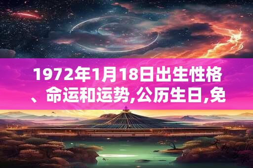 1972年1月18日出生性格、命运和运势,公历生日,免费算命