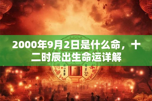 2000年9月2日是什么命,十二时辰出生命运详解 2000年9月2日是什么命,十二时辰出生命运详解