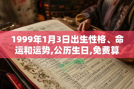 1999年1月3日出生性格、命运和运势,公历生日,免费算命
