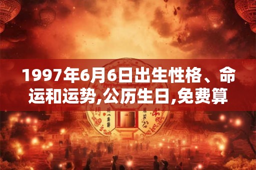 1997年6月6日出生性格、命运和运势,公历生日,免费算命 1997年6月6日出生性格、命运和运势,公历生日,免费算命