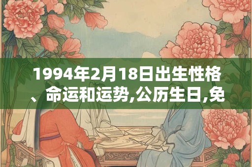 1994年2月18日出生性格、命运和运势,公历生日,免费算命 1994年2月18日出生性格、命运和运势,公历生日,免费算命