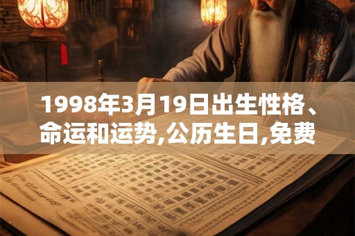 1998年3月19日出生性格、命运和运势,公历生日,免费算命 1998年3月19日出生性格、命运和运势,公历生日,免费算命