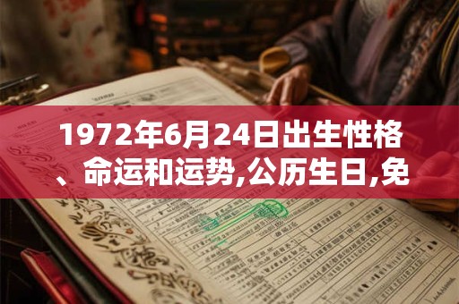 1972年6月24日出生性格、命运和运势,公历生日,免费算命 1972年6月24日出生性格、命运和运势,公历生日,免费算命