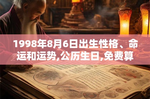 1998年8月6日出生性格、命运和运势,公历生日,免费算命