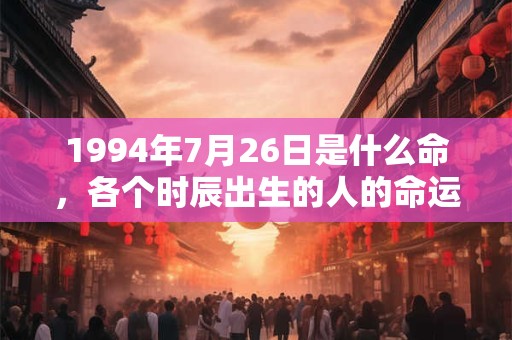 1994年7月26日是什么命，各个时辰出生的人的命运