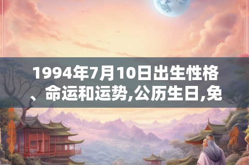1994年7月10日出生性格、命运和运势,公历生日,免费算命 1994年7月10日出生性格、命运和运势,公历生日,免费算命
