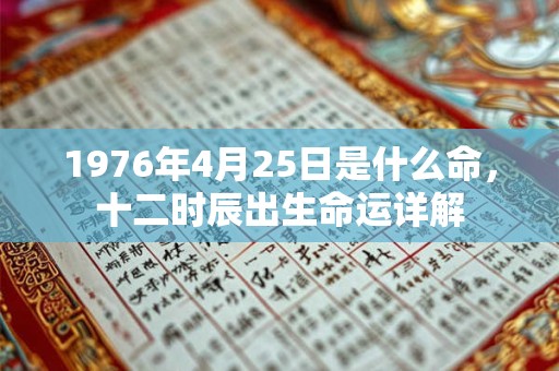 1976年4月25日是什么命，十二时辰出生命运详解