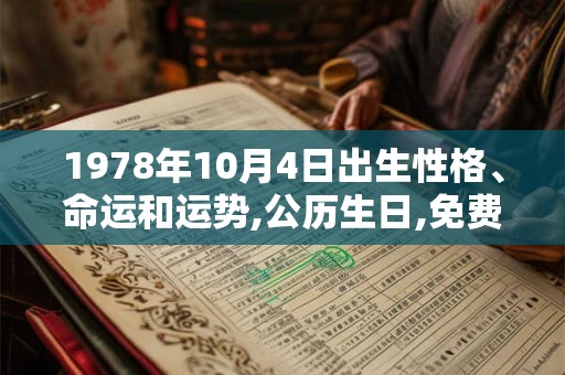 1978年10月4日出生性格、命运和运势,公历生日,免费算命