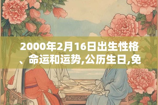 2000年2月16日出生性格、命运和运势,公历生日,免费算命