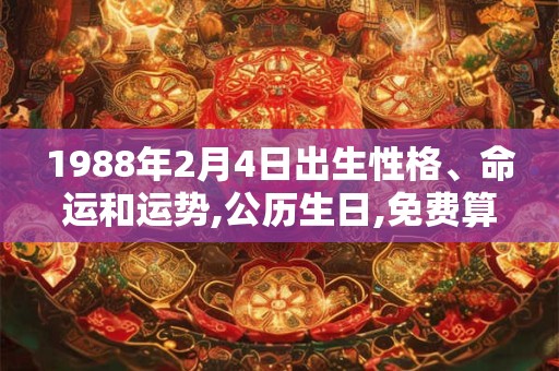 1988年2月4日出生性格、命运和运势,公历生日,免费算命