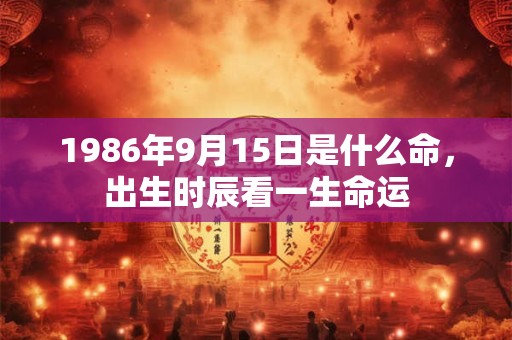 1986年9月15日是什么命,出生时辰看一生命运 1986年9月15日是什么命,出生时辰看一生命运