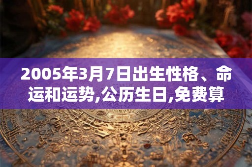 2005年3月7日出生性格、命运和运势,公历生日,免费算命