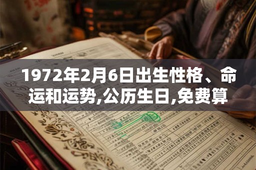 1972年2月6日出生性格、命运和运势,公历生日,免费算命 1972年2月6日出生性格、命运和运势,公历生日,免费算命