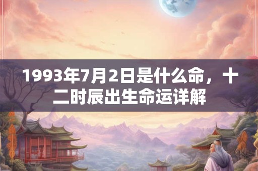 1993年7月2日是什么命，十二时辰出生命运详解